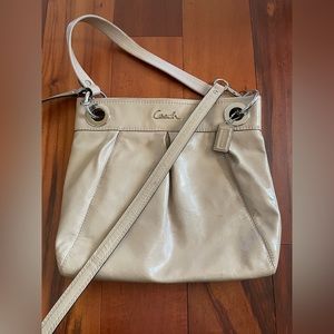 Coach patent leather shoulder bag with crossbody strap